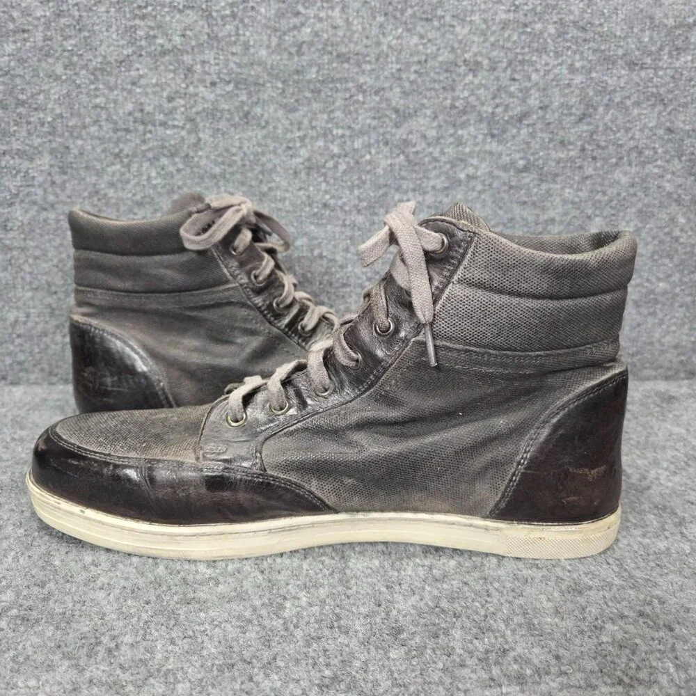 Mens Bed Stu Marcus II Distressed Gray Leather Sneaker‎ Shoes Hi Top Size 13